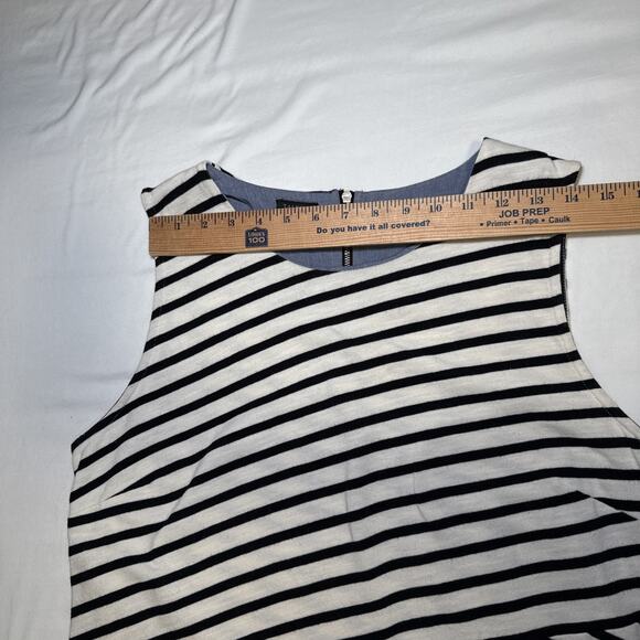 Talbots Sleeveless Dress Size Large White Black French Stripes Pockets Resort - Picture 3 of 15